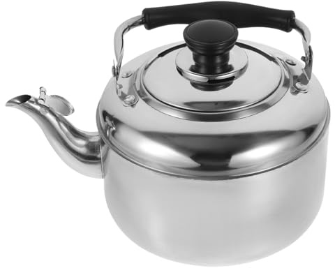 Bouilloire Rétro 2000ml en Acier Inoxydable, Argenté | Émise de Son à Gaz ou Flamme Ouverte, Poignée Résistante la Chaleur Confortable, Ébullition