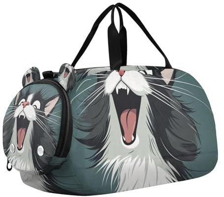 Borsone da palestra per ragazzi con divertente gatto norvegese con scomparto per scarpe, borsa sportiva multifunzionale da viaggio, per scuola, pratica, sport, viaggi