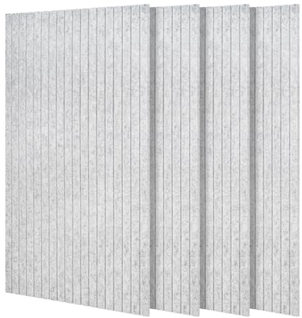 YORKING 4 Pack Self-Adhesive Acoustic Panels, 47.2 x 23.6 x 0.35, Soundproofing Wall Panels, 3D Sound Absorbing Wall Panels for Recording Studio, Office, Living Room and Wall Decoration, Grey