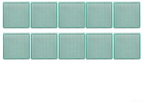 10 Stück 100 x 100 mm einseitige Leiterplatte für DIY-Elektronikprojekte, FR4 Glasfasermaterial mit vorverzinnten Löchern, grüne Leiterplatte