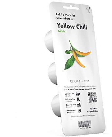 Click & Grow Replacement Pots of Yellow Chilli Soil, Pack of 3 Capsules