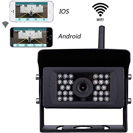 Telecamera Posteriore Wireless con Base Magnetica HD 720P, WIFI Stabile, Visione Notturna IR, Impermeabile IP67, Ricarica Solare per Auto/Camper/Camion/Rimorchio