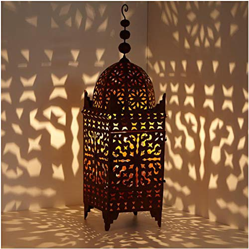 Casa Moro Orientalische Laterne marokkanische Eisenlaterne Firyal H-110 cm x breite 31 edelrost-braun für draußen & Innen | hängend & stehend | Ramadan Windlicht wie aus 1001 Nacht | L1651