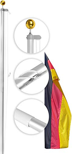 normani Aluminium Fahnenmast inkl. Deutschland Fahne + Bodenhülse + Zugseil in verschiedenen Höhen wählbar