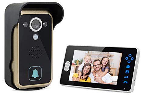 ARCH 7 Pulgadas Monitor LCD Función Digital Mirillas Digitales para Puertas con El Timbre De La Cámara De Grabación De Foto De Disparo For La Seguridad Casera, Gran Angular, Negro
