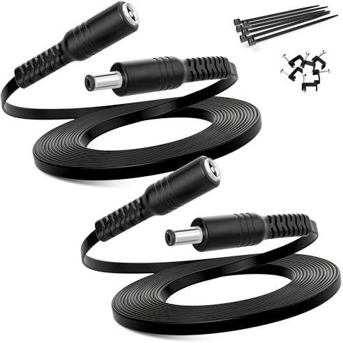 Basesailor DC Verlängerungskabel Flach 9M 2Pack,5,5mm x 2,1 mm Stromkabel | Netzteil Verlängerungskabel mit Buchse auf Stecker für Überwachungskamera,IP Netzwerkkamera,TP Link Tapo C200,C520WS,C510W