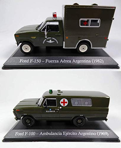 OPO 10 Lote de 2 Autos 1/43 Ambulancia de la Fuerza Aérea Argentina Compatible con Ford F-100 y F-150 (SA13 + SA15)