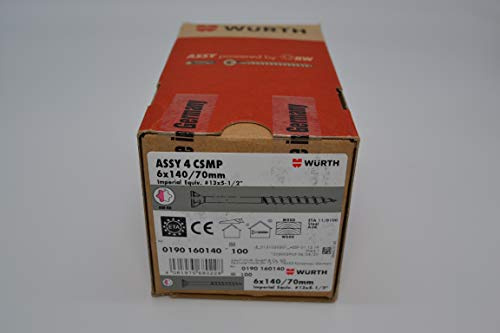 Würth Assy 4 CSMP Lot de 100 vis pour panneaux d'aggloméré 6 x 140 mm, acier galvanisé, filetage partiel, tête fraisée RW 40