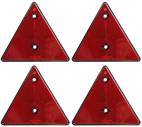 Qiping 4 Pack Catadioptricos Reflectores Remolque, Reflector Reflex Fijación con Tornillos, Triángulo Reflectantes para Coche Remolques, Tractor, Camión - Rojo
