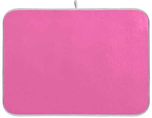 Kleine Abtropfmatte für Geschirr, Küchenzubehör, Mikrofaser, hitzebeständig, 40,6 x 45,7 cm, Hot Pink