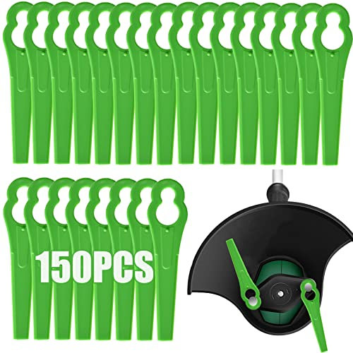 Acehome 150 Pcs Plastic Grass Trimmer Blades, Cordless Strimmer Blades 83 mm Lawn Mower Cutting Blades Garden Mower Replacement Blades for Ryobi VonHaus Grass Strimmer-Green