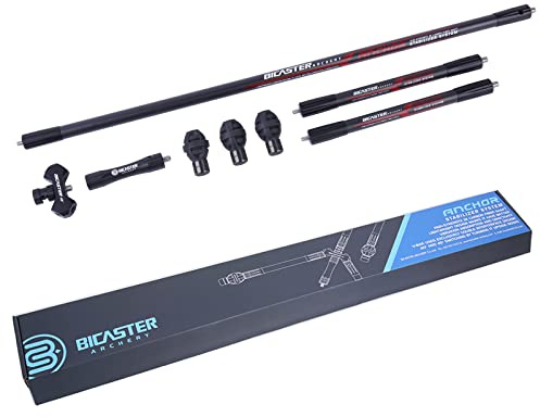 BICASTER Bogenschießen Stabilisator System 3K Carbon Made - Komplettes Set (28inch, rot)