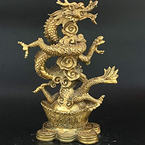 NEFSO China Zodiac Dragon Yuanbao Barren Bronzestatue