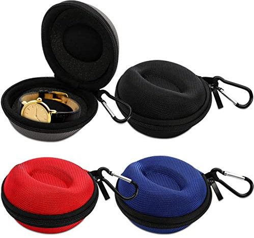 Hiceeden 4 Pack Travel Watch Cases, EVA Single Watch Storage Box Watch Roll Organizer for Men, Wristwatches Smart Watches Display, 4 Colors