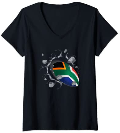 Damen Südafrika Rugby T-Shirt Fans Jersey Geschenk 2020 Springboks T-Shirt mit V-Ausschnitt