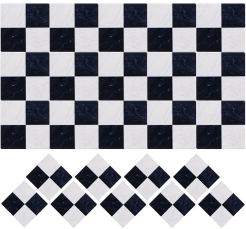 Zerodeko 27 Pcs Dollhouse Flooring Black White Tile Sheets for Rooms | 1/12 Scale Miniature Floorboards for Tiny House Bathroom Kitchen Room Scenes and Craft Props and Diorama Props