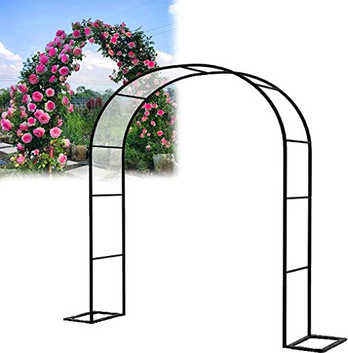 ALDYS Torbogen Metall Stabil Rosenbogen Verzinkt Massiv Rankenbogen Rundbogen Rankgitter Wetterfest Gartenbogen Rankhilfe Für Klettern Von Weinreben Schwarz 140X230cm 180X220cm,Schwarz,W1.2M*H2.2M