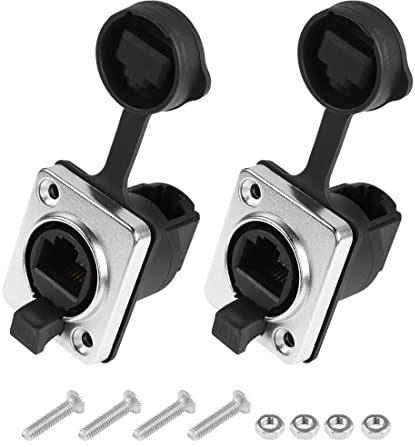 YACSEJAO Connettore per montaggio a pannello RJ45 90 gradi Interfaccia RJ45 Prese impermeabili Connettore 2PCS CAT5E 8P8C Connettore Connettori cavo LAN Ethernet
