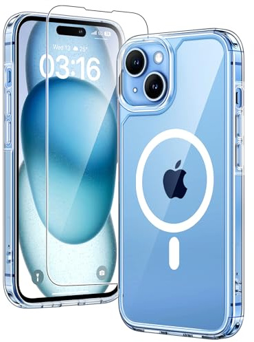 TAURI for iPhone 15 Case Compatible with MagSafe, Clear | 15FT Military-Grade Protection, Not-Yellowing Shockproof Anti-Scratch Slim Phone Cover