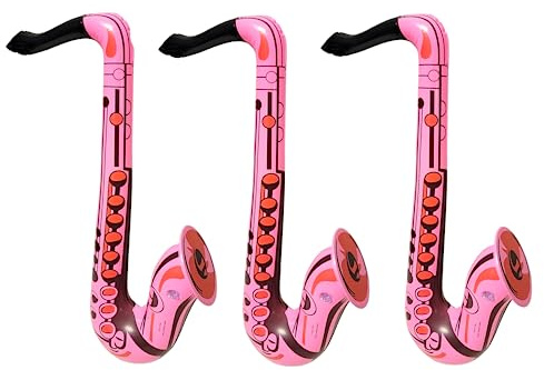 Colorful 22 Saxophone Inflates (3 Colors) Inflatable Musical Instrument for Pretent Play Concert Jazz Photo Shoot Booth Birthday Party DJ (3 Pink)