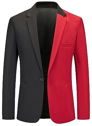 EFOFEI Herren Dinner Prom Party Jacke Sport Mantel Casual Blazer Klassische Arbeitsanzug Jacken Schwarz Rot L
