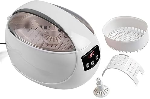 PAHION Digitale Ultraschallreinigungsmaschine Kleiner Haushalt Multifunktionswäsche Ultraschallbad Aus Edelstahl Schmuck-Reinigungsgerät Reinigungswerkzeuge (Color : White)