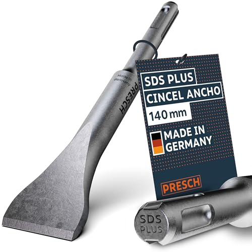 Presch SDS-plus Scalpello largo - Tagliente largo 30 mm, estremamente robusto e durevole - Per tutti i lavori di demolizione (lunghezza 140 mm) - Acciaio ad alte prestazioni per colpi potenti