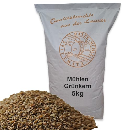 Mühlen Grünkern 5 kg ganzes Korn frisch aus der Rätze- Mühle in bester Qualität Grünkerne Grünkernkörner