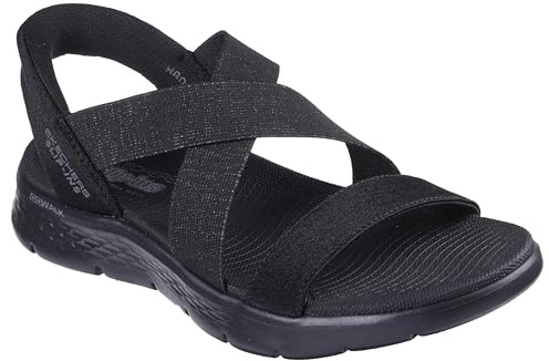 Skechers dam Go Walk Flex Sandal - Glimmer Up Hands Free Slip-ins Sandal, Svart/Svart, 8