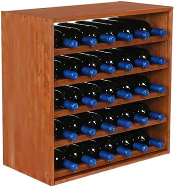 PROREGAL Modulares Weinregal VINCELLAR MOD | HxBxT 60x60x30cm | Standard Modul für 30 Flaschen | Massives Kiefernholz | Braun geölt | Weinhalter Weinständer Flaschenständer Flaschenregal Holzregal