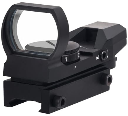 FOCUHUNTER Rotpunktvisier, 5 Stufige Rot Grünpunkt Visieroptik, 4 Stile Verstellbares Absehen, Weitwinkel Optik mit 20mm Picatinny Schienenmontage, Wasserdichtes Stoßfestes Visier Fernrohr Monokular