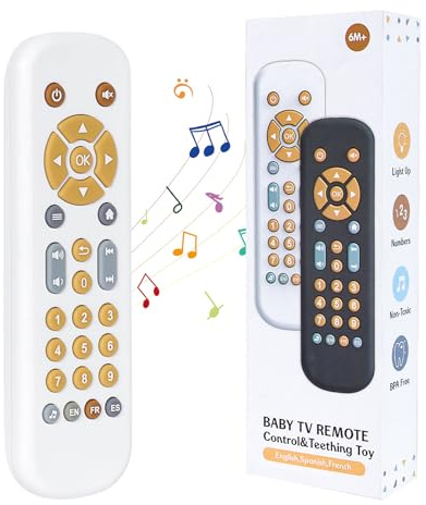 Orzbow Baby Spielzeug 6 Monate +, Einstellbare Lautstärke Baby Fernbedienung Spielzeug, Frühes Pädagogisches Musik Babyspielzeug mit Mehrstufigen Knöpfen, Montessori Spielzeug Baby, Weiß