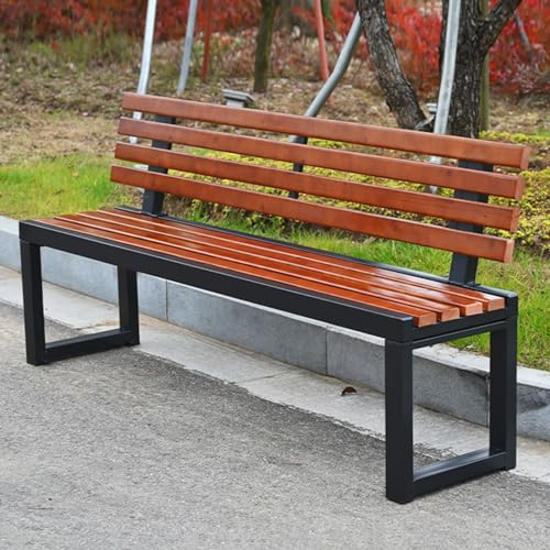 LUVEQLSIT Gartenbank im Freien, Massive Holzbank Park Terrasse Bank mit Holzsitz, Sitzbank Sitzauflagen Sitzauflagen, Wetterfest für Garten, Deck, Rasen, Außenpool (Size : 100cm/39.3in)