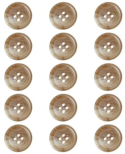 ftiemlovde 15 eleganta knappar för pyssel, 4 hål, stora barnknappar av plast för sömnad, köpa babyknappar (ljusbrun 20 mm)