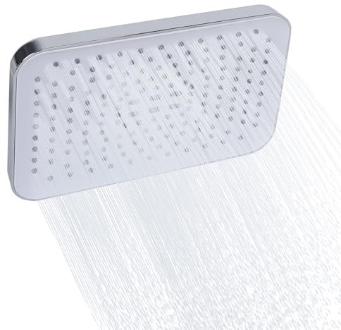Ronvie Large Shower Head, High Pressure Rainfall Shower Head with Self-Cleaning, Luxury Modern Chrome, Universal G1/2 Waterfall Showerhead with Adjustable Angles 10 Inch Square