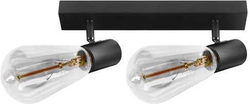 Miratic Spots Deckenleuchte Deckenstrahler Schwarz E27 IP20 Stilvolle Deckenspots für Innenbeleuchtung in Wohnzimmer Küche und Schlafzimmer (2x60W)