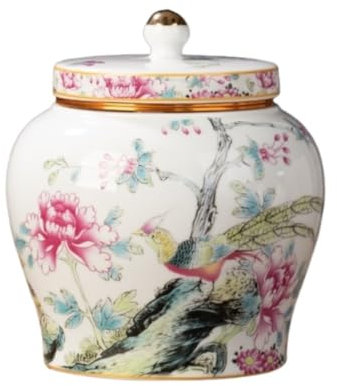 XAoSCd Vorratsdose Für Lebensmittel, Dekorative Dose, Ingwerdose, Vase, Dekor, Keramik, Ingwerdose, Vase, Mehrzweck, Dekorativ, Mit Deckel, Porzellandosen, Asiatische Ingwerdose,B-13 * 15Cm