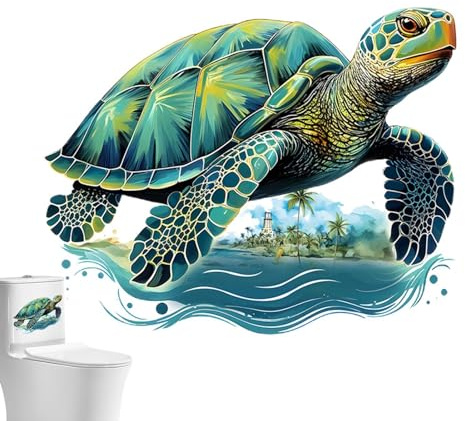 Autocollants pour siège de toilette Tortue de mer | Autocollants de salle de bain Tortue de mer | Autocollants pour abattant de toilette | Autocollants pour abattant de toilettes | Toile de fond