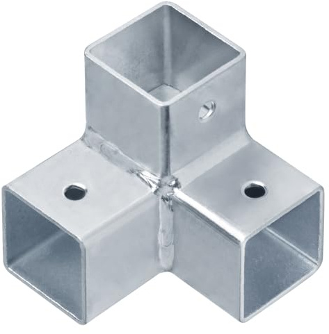 YIDU69Q 8 conectores de tubo cuadrado de 1 x 1 x 1 pulgada, acoplador de esquina de tubo cuadrado de 3 vías, abrazaderas estructurales para rieles de valla Plateado