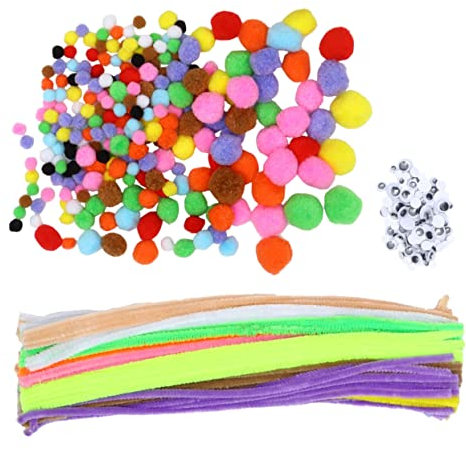 Vaguelly 2 Sets Wolle Twistable Sticks Handwerk Kit Für Kinder Handgemachte Spielzeug Biegsamen Sticks Pompoms Für Kindergarten