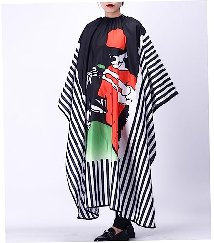 BELLIFFY Lange Gestreifte Schürze Retro Stil Haartuchumhang Umhang Für Friseur Versorgung Leicht Strapazierfähig Trocken Sauber Färben Wellen