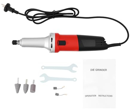 Elektrischer Geradschleifer 600W Stabschleifer mit 0-27.000 U/min, inkl. 3 Spannzangen Ø 6 mm, Zubehör, Multifunktionswerkzeug zum Schneiden, Schleifen, Polieren, Bohren und Gravieren