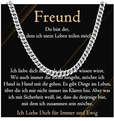PDTU Geschenke für Männer, Edelstahlkette Liebes Geschenke für Mann Ehemann Freund Papa Bonus Papa Werdender Papa Bruder Sohn, Halskette Herren Geschenk zum Jahrestag Geburtstag