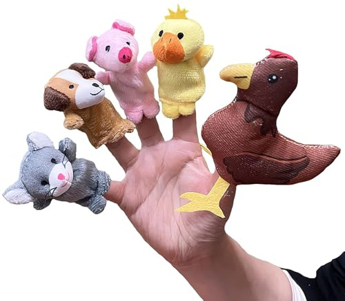 Animali da dita, pupazzi per le dita per i bambini - Giocattoli morbidi in peluche per set di 5 | Puppet Animal per il gioco di ruolo e la narrazione, realistico per tutti-