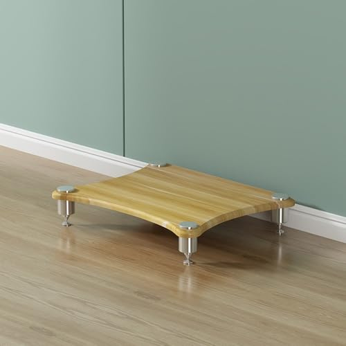 Mensola for giradischi, mobiletto for componenti multimediali AV a 1, 2, 3 o 4 livelli, supporto angolare in legno for audio e video stereo, supporto for CD for casa/ufficio/DJ/teatro(Pomelo Wood,1 Ti