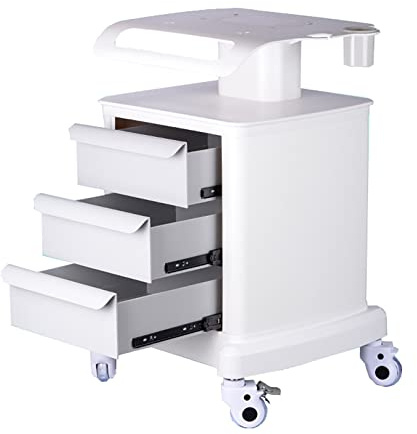 Medical Storage Cart, Rolling Beauty Trolley with 4 Wheels and 3 Drawers for Office, Bedroom, Clinic Use