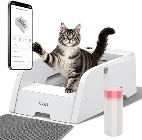 S6 Selbstreinigende Katzenbox, Verbesserte Automatische Katzenklo Selbstreinigend, Die Klumpen-Katzenstreu Verwenden Kann, Offenes Design, Mit Dem Katzen Sofort Klar Kommen, Anti-Quetsch und Geruchl