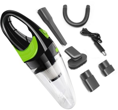 STOBAZA Aspiradora Portátil Inalámbrica USB Recargable Mini Limpiador de Polvo Seco y Húmedo para Coche y Hogar Mano Ligera y Modelo R- Transparente Verde