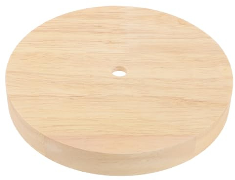 EXHUMKY Base de Lámpara de Mesa Redonda de Madera Natural Soporte para Lámparas E27 E14 Paso de Cable para Escritorio y Dormitorio DIY Iluminación Sobremesa