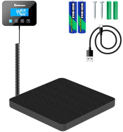 Försändelsevåg för småföretag - 200 kg/10 g - Högprecisions digital postvåg med håll/nollställningsfunktion - Perfekt för paket, bagage, hemmabruk - Batteri och kabel ingår - Svart matta